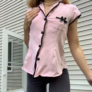 Betsey Johnson Light Pink Night Shirt w/ Heart Buttons